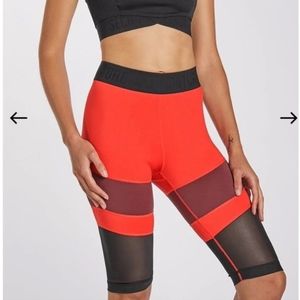 SECNDNTURE by Jordyn Woods Red & Black Mesh Biker Shorts Active